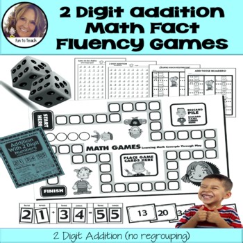 Addition Math Fact Fluency Games & Activities 2 digit - Math Centers 1st Grade