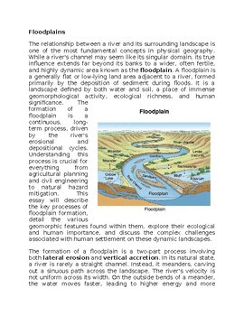Floodplains in Physical Geography Worksheet Sub-Plan - Classwork - Homework