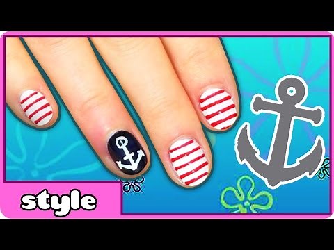 Nail Art Tutorial | Nautical Nails | Nail Designs by HooplaKidz Style