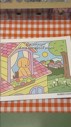 finished pages flip through Bobbie Goods Day to Night coloring book 📖✨ #bobbiegoods #flipthrough