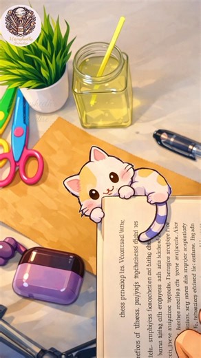Kawaii Cat Bookmark Making ✂️ | Easy DIY Bookmark for Book Lovers