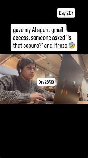 Pearl Prakash on Instagram: "so i was building an AI agent that scans my gmail newsletters and summarizes the top 3 most useful ones was so focused on making it work that i didn’t think about security then I took a step back and spent a lot of time researching about what makes AI agents production-grade vs just hobby projects ( security wise ) so what AM i doing to make sure this is secure? 5 Things: 1. least privilege access - only give minimum permissions. mine gets gmail.readonly - can read,