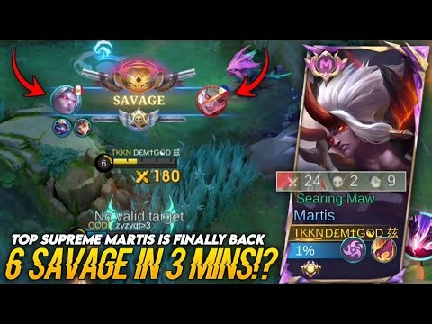 PERFECT 6 SAVAGE In 3 MINS!? | AGGRESSIVE TOP SUPREME MARTIS 24 KILLS 🔥| ROTATION, TOWERDIVES, BUILD