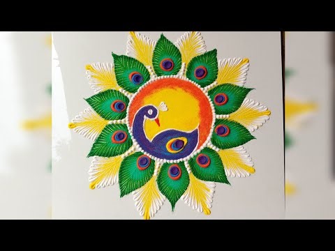 Beautiful Peacock Rangoli Design 🦚|Easy Step by Step Rangoli for Diwali 2025|Trending Rangoli Idea