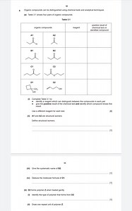 Organic compounds can be distinguished using chemical tests and... | Filo