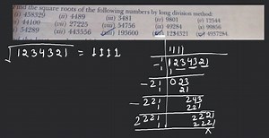 Find the square roots of the following numbers by long division... | Filo