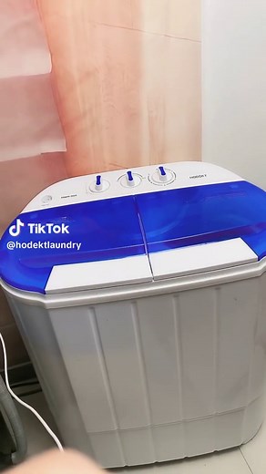 HODEKT Twin-Tubs Washing Machine 2 In 1 Portable Washing Machine Blue Light Sterilization Double Barrel Bionic Washing with Free Laundry Pods