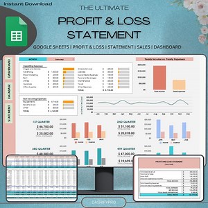Profit and Loss Template Google Sheets | P and L Statement | Annual Profit Calculator | Easy Bookkeeping | Monthly Income & Expenses Tracker - Etsy