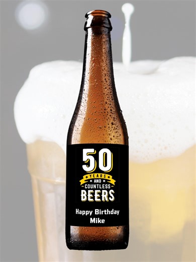Personalized 50th Birthday Beer Bottle Labels - Cheers to 50 Years - Etsy