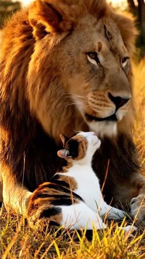 sher aur Billi mein pyar #sher cat##