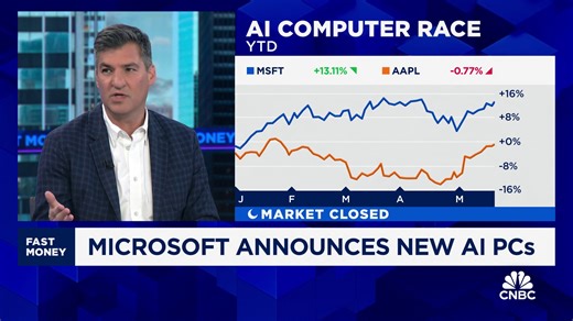 15K views · 180 reactions | $MSFT unveils its new AI PCs Just how far ahead of its peers is the tech giant on AI? @RiskReversal, @TimSeymour, @GuyAdami, and @Bonawyn debate | CNBC Fast Money | Facebook