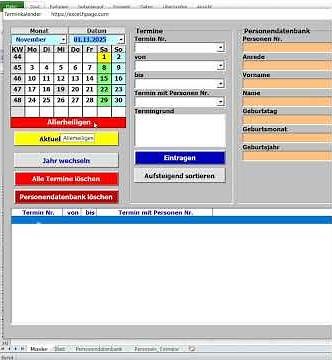 Calendar appointment calendar with pictures in Excel VBA