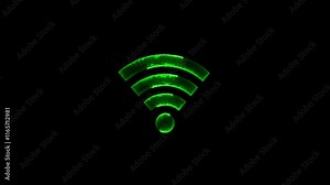 Neon Wi Fi icons in different colours on black background. Wireless internet, wi-fi 5G signal, hotspot, search for connection, search for new device.