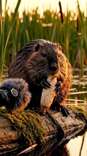 Muskrat Marshland Root ASMR 🐀🌿 #asmr #animals #satisfying #beranda #shortvideo #mukbang
