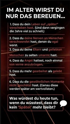 Was du im Alter am meisten bereuen wirst (Die bittere Wahrheit)#shorts