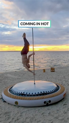 Pole game strong @dimitrypolitov #PoleFitness #BeachWorkout #StrengthAndFlow #PoleGoals | People Are Awesome