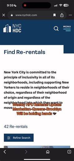 Week 2 -HPD Re-Rentals Weekly Updates #hpd #fyp #rerentals #section8 #newyorkcityshelters