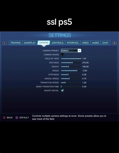 SSL Settings for Rocket League on PS5