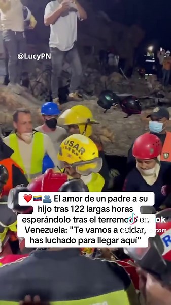 Padre y hijo reencuentro tras 122 horas en terremoto Venezuela