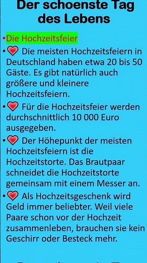 marriage and wedding in Germany – Traditionen,, Hochzeit -Trauung.. #deutschlernen