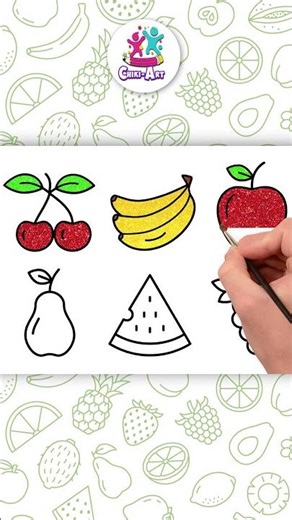 Easy Fruits Drawing For Kids 🍎🍇🍒#shorts #drawing #coloring #chikiart #hooplakidzhowto