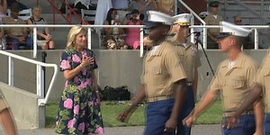 First Lady’s visit to Marine recruit graduation marks 50 years of voluntary service