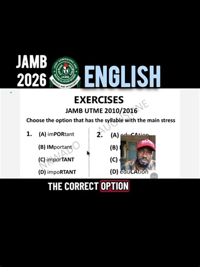 JAMB ALWAYS REPEATS STRESSED SYLLABLES: JAMB 2026 IS NOT AN EXCEPTION. WHAT DID YOU SCORE? FULL LECTURE AVAILABLE. LINK IN MY BIO. JOIN US! NOTE: THIS IS A CLASSROOM LECTURE TAILORED TO PREPARING JAMB CANDIDATES FOR UTME 2026 #jamblecture #jamb2026 #englishquizzes #utme2026 #ENGLISHTEACHER #jamb #waecstudents #utme #jambenglish #waec #jambcaps #nigerianstudents #passjamb #jambprep #REVISION #jambsyllabus #fyp #72hourstojambutme #nigerianschools #trendingvideo #education