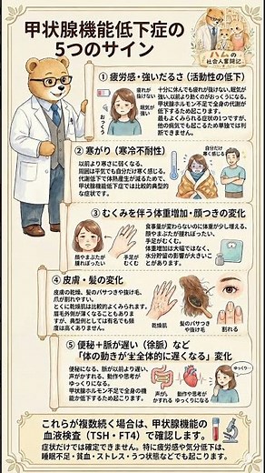 甲状腺機能低下症の5つのサイン#甲状腺機能低下症 #健康知識#医療#ためになる#知っておきたい#セルフチェック#5つのサイン