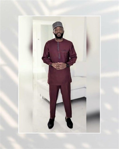 Dupsie's Edekan Burgundy African Senator Dashiki Suit for Men DPASBW22