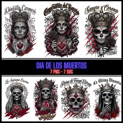 Dia De Los Muertos Design Bundle Santa Muerte Chicano Tattoo PNG SVG Streetwear Graphic for T Shirt Hoodie POD - Etsy