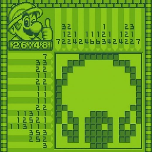 Mario's Picross - (GB) - Kinoko Course - Puzzle 3B #gameboy #nintendo #picross