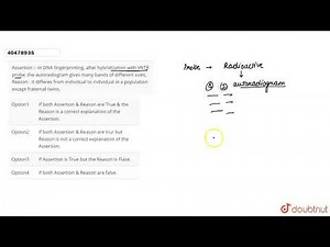Assertion :- In DNA fingerprinting, after hybridization with VNTR probe, the autoradiogram gives
