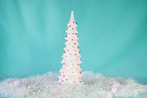 Ceramic Christmas Tree | Wispy Pine Style | White Glaze With Multicolor Lights - Etsy