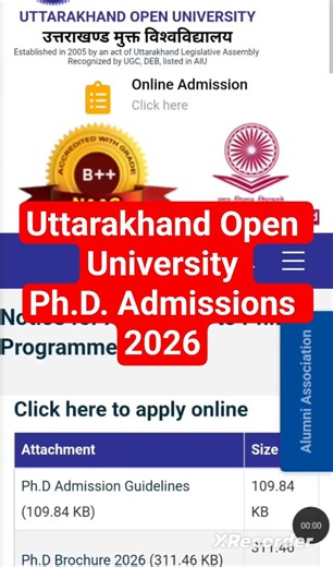 #uou #phd Admission Open Ph.D. Programme 2026