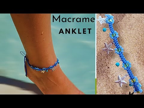 Easy & Fast Macrame Anklet / beginner's tutorial | ‪@EliKnots‬