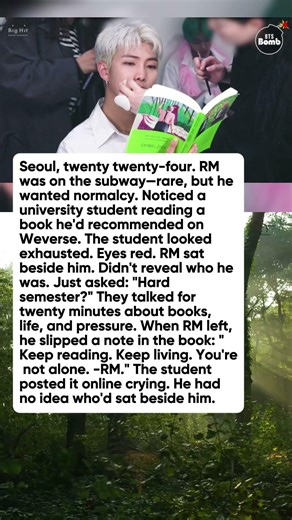 What RM Did When He Saw a Student Reading His Book Alone on the Subway Will Haunt You