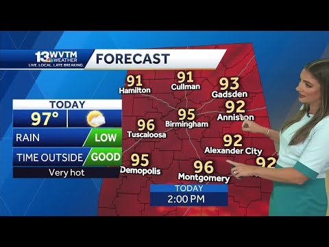 High heat levels and climbing humidity in Alabama's forecast through Thursday, Isolated storms re...