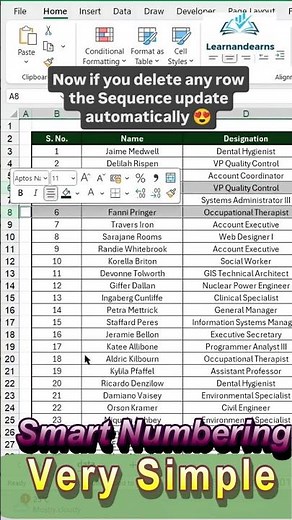 Automate serial number in excel