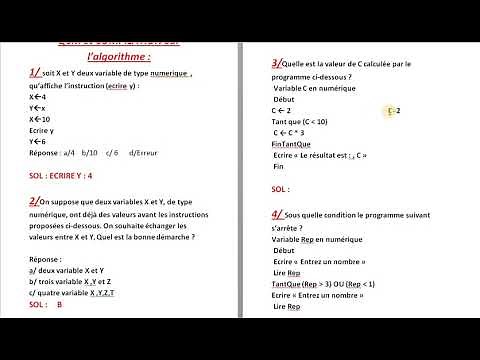 Quiz 1: QCM et COMPILATION Sur l'Algorithme