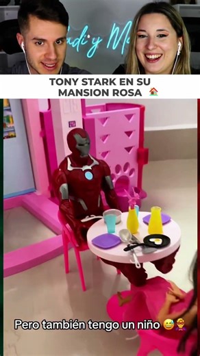 A little boy is playing with the Barbie house using his Iron Man and it's so much fun 🏠🦸‍♂️