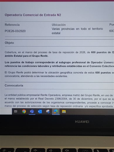 600 Nuevas Plazas en Renfe para Operador Comercial N2