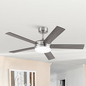 48" Modern Brushed Nickel Smart Ceiling Fan with Light and Remote for Living Room and Dining Room