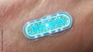 Glowing nanotech patch activates on skin for advanced healing in highdefinition sequence