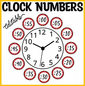 Snowflakes Printable Clock Numbers, Classroom Clock Labels, Clock Numbers
