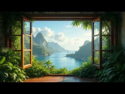 Jungle Window Ambience 4K • Meditative Music & Nature Sounds for Calm, Relaxation & Stress Relief