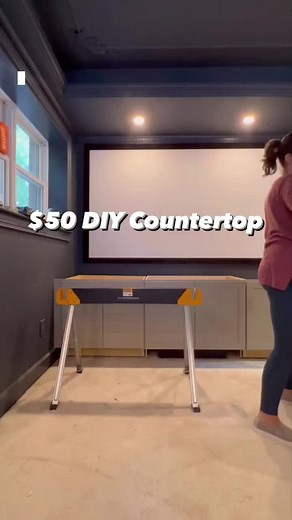 $50 in material plus three handheld power tools for this DIY countertop! I used 1/2” mdf, a jigsaw, mini circular saw, and a trim router. I’m always amazed at what a trim router can do to transform something. Make sure to move counterclockwise (or left to right) on the outside of a piece! Have you ever used a Roman Ogee bit or do you like a classic roundover? Next up making this look like stone and sealing it! Handheld powertools and their blades/bits can be found in my Amazon storefront under p