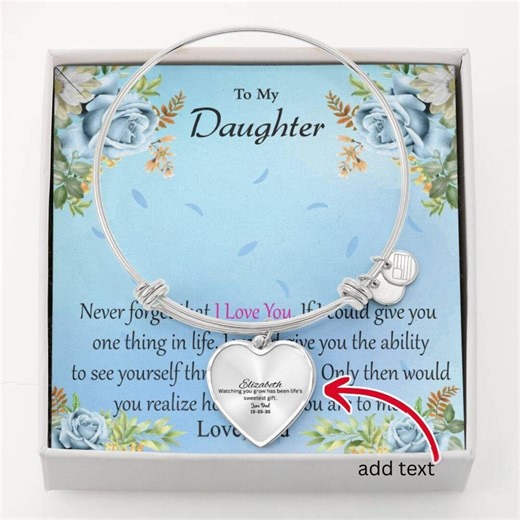 Personalized Heart Pendant Bangle, Custom Photo Engraved Surgical Steel Keepsake, USA Made - Etsy