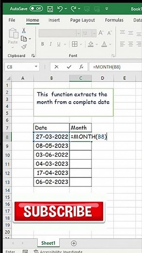 Formula to Extract Month from Date in Excel