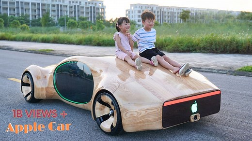 17M views · 369K reactions | Father Builds an Apple Car for His Children, Impressing the Whole World #ndwoodart #homemade #apple | ND - Woodworking Art | Facebook