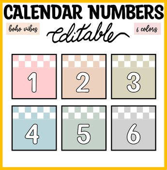 Printable Checkered Calendar Numbers, Number Labels, Number Spots